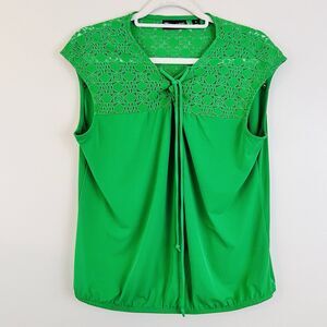 Gorgeous 7th Avenue Design for New York & Company Green Eyelet Blouse - Medium